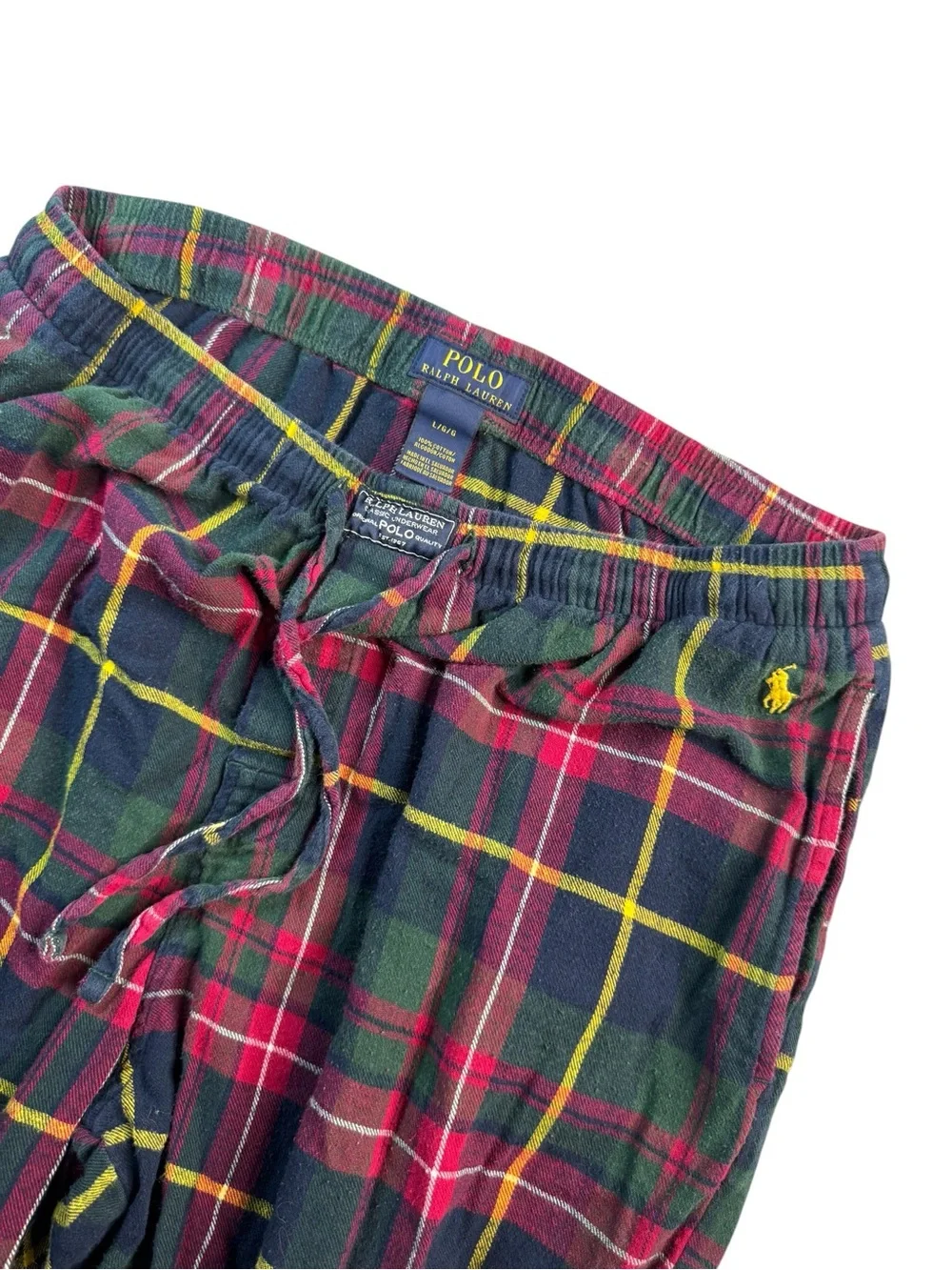 Polo Ralph Lauren Men’s L Plaid Flannel Pajama Pants 100% Cotton Drawstring